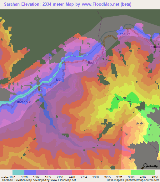 Sarahan,India Elevation Map