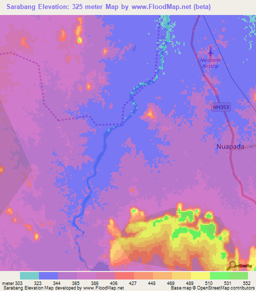 Sarabang,India Elevation Map