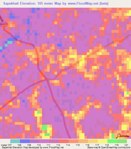 Sapekhati,India Elevation Map