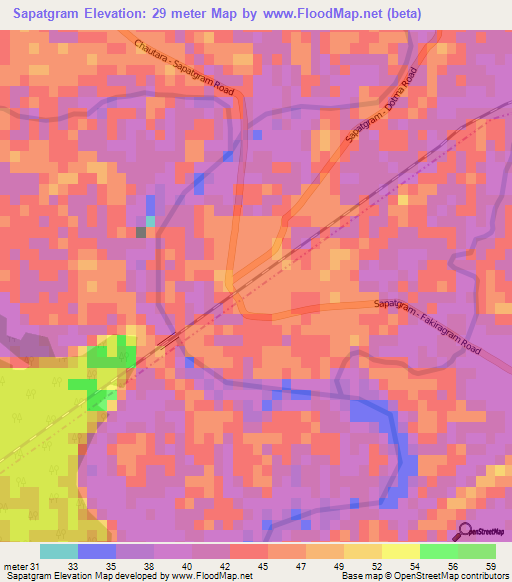 Sapatgram,India Elevation Map