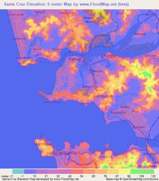 Santa Cruz,India Elevation Map