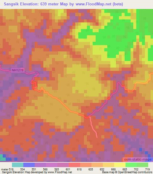 Sangsik,India Elevation Map