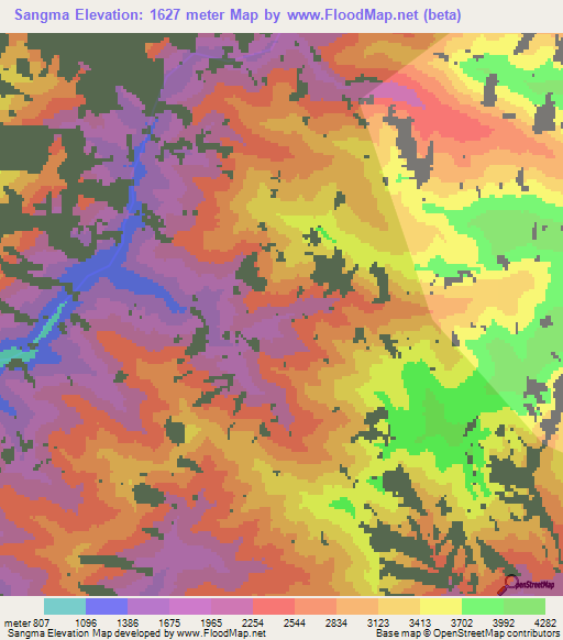 Sangma,India Elevation Map