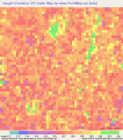 Sanghi,India Elevation Map