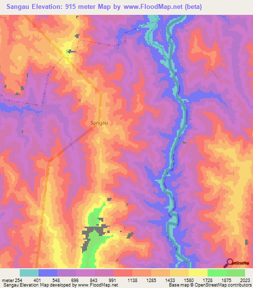 Sangau,India Elevation Map