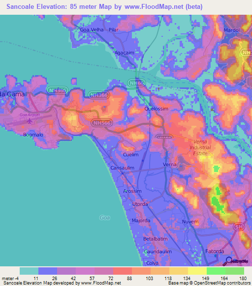 Sancoale,India Elevation Map