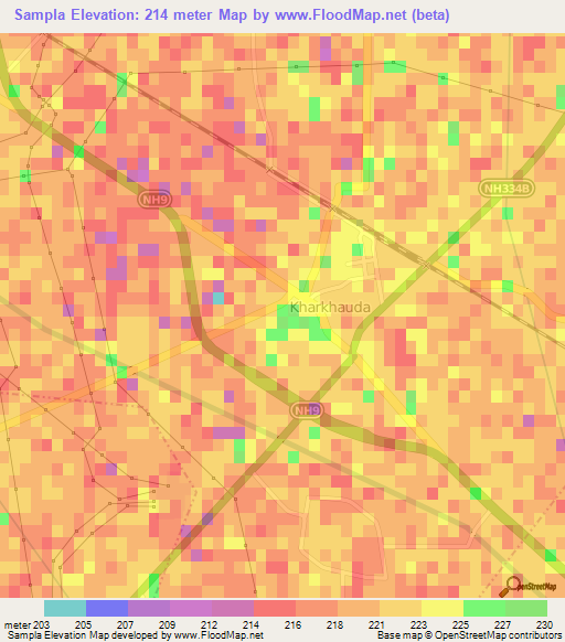 Sampla,India Elevation Map