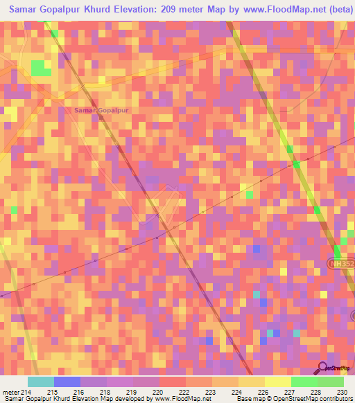 Samar Gopalpur Khurd,India Elevation Map
