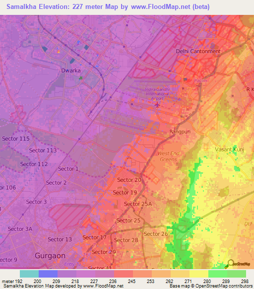 Samalkha,India Elevation Map