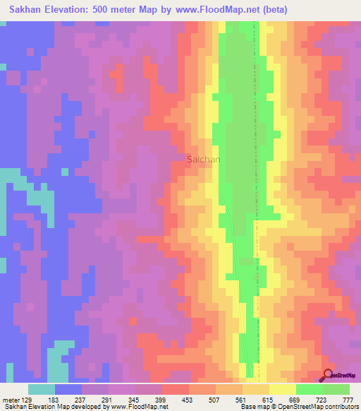 Sakhan,India Elevation Map