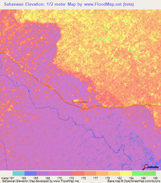 Sahaswan,India Elevation Map