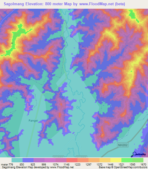Sagolmang,India Elevation Map