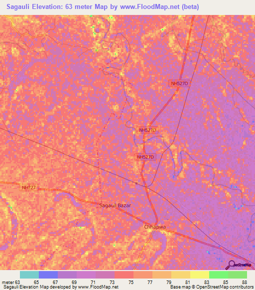 Sagauli,India Elevation Map