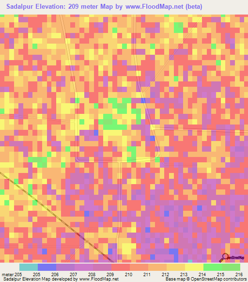 Sadalpur,India Elevation Map