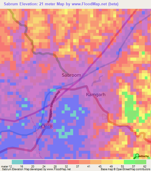 Sabrum,India Elevation Map