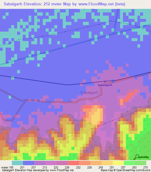 Sabalgarh,India Elevation Map