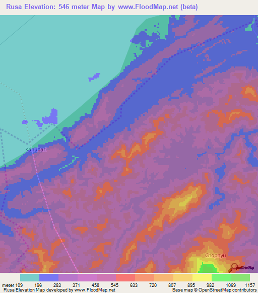 Rusa,India Elevation Map