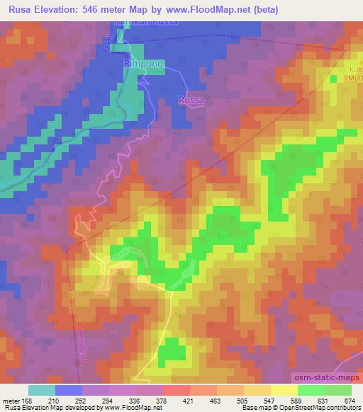 Rusa,India Elevation Map