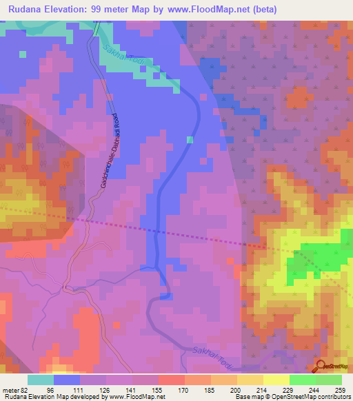 Rudana,India Elevation Map