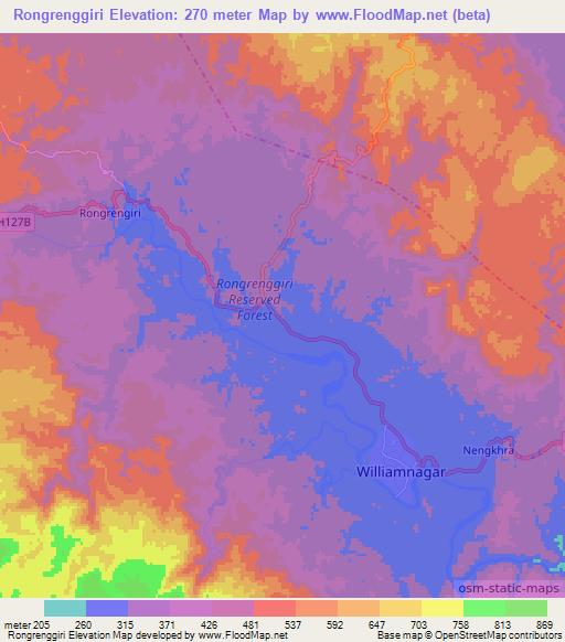 Rongrenggiri,India Elevation Map