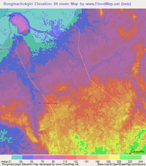 Rongmachokgiri,India Elevation Map