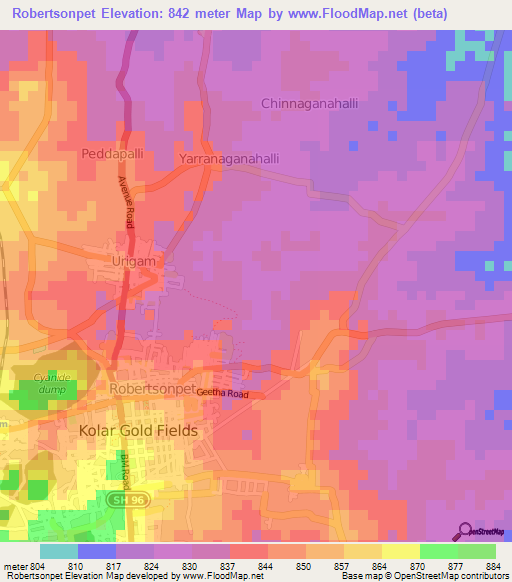 Robertsonpet,India Elevation Map