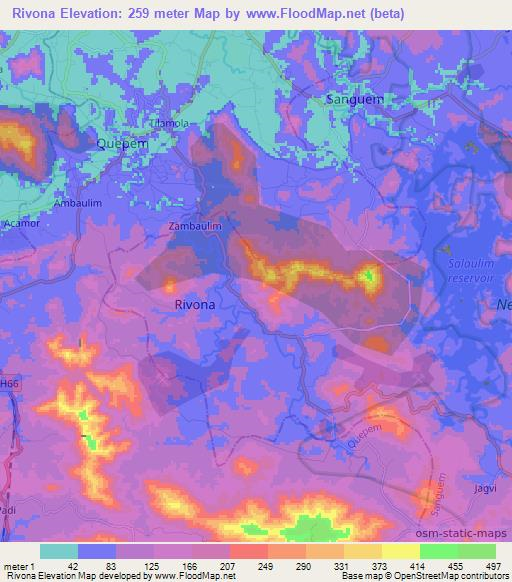 Rivona,India Elevation Map
