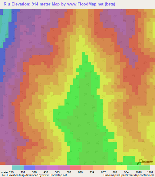 Riu,India Elevation Map