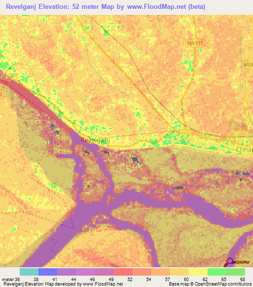 Revelganj,India Elevation Map