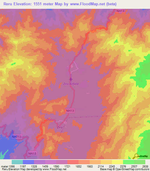 Reru,India Elevation Map