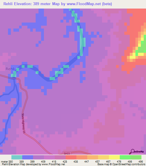 Rehli,India Elevation Map