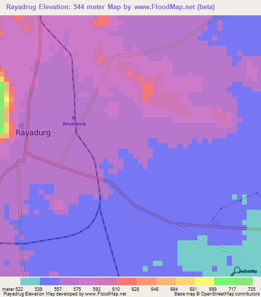 Rayadrug,India Elevation Map