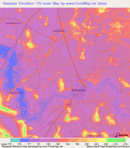 Rawatsar,India Elevation Map