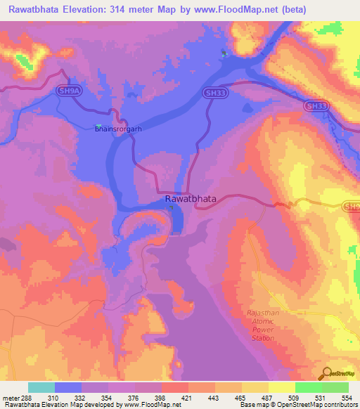 Rawatbhata,India Elevation Map