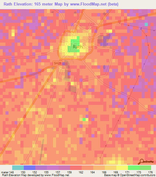 Rath,India Elevation Map