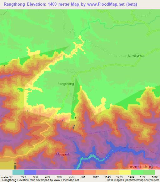 Rangthong,India Elevation Map