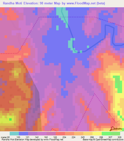 Randha Moti,India Elevation Map