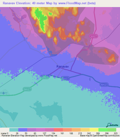 Ranavav,India Elevation Map