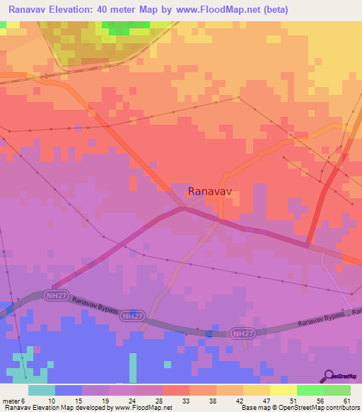 Ranavav,India Elevation Map