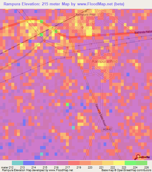 Rampura,India Elevation Map