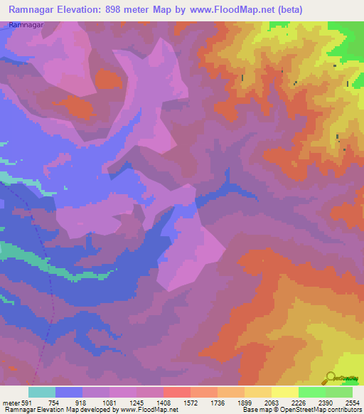Ramnagar,India Elevation Map