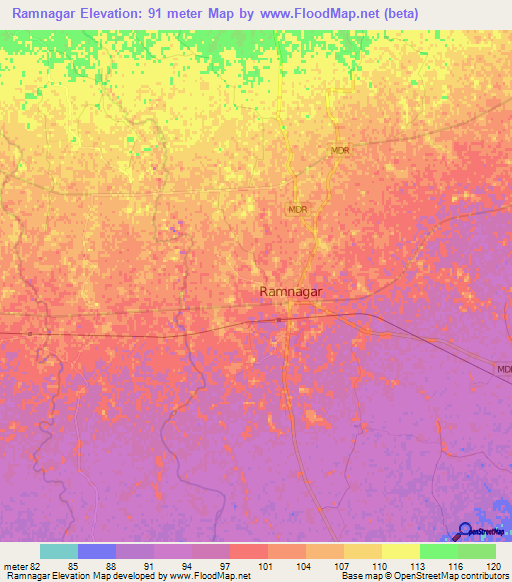 Ramnagar,India Elevation Map