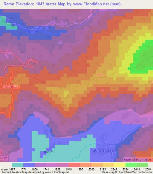 Rama,India Elevation Map