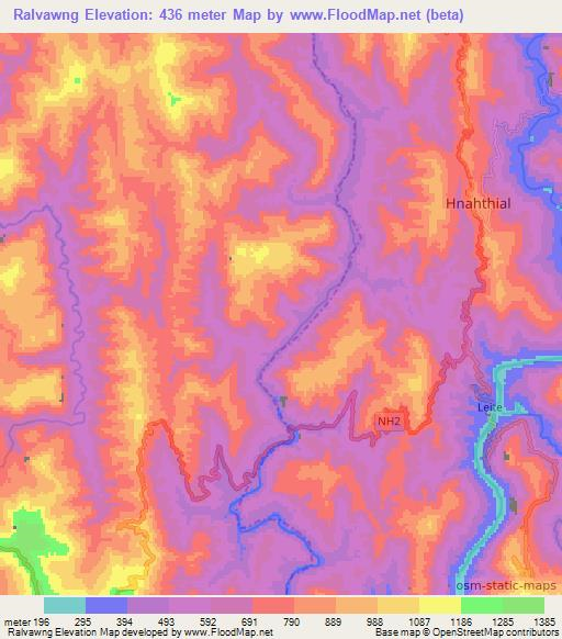 Ralvawng,India Elevation Map