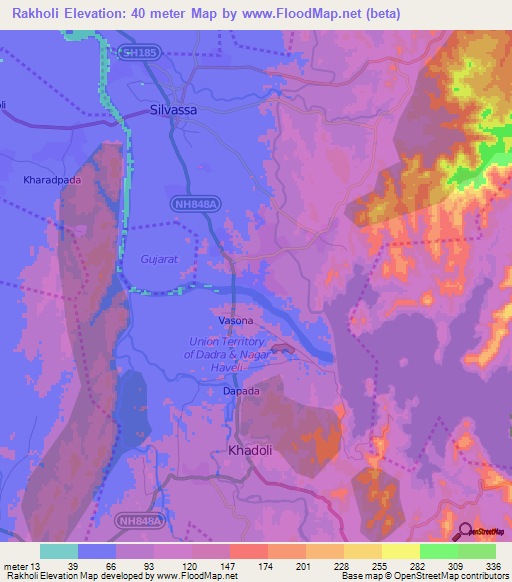 Rakholi,India Elevation Map