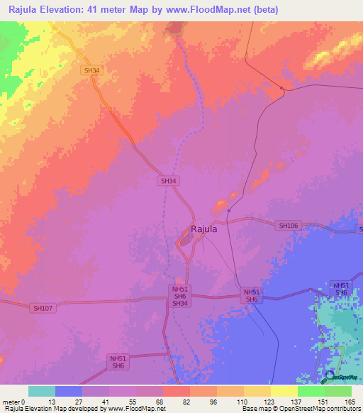 Rajula,India Elevation Map