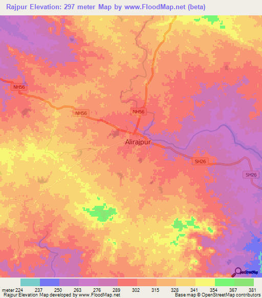 Rajpur,India Elevation Map