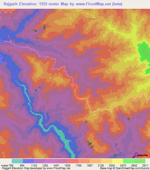 Rajgarh,India Elevation Map