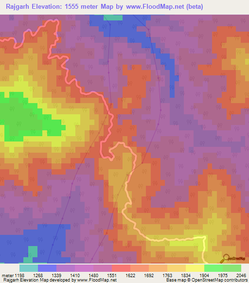 Rajgarh,India Elevation Map