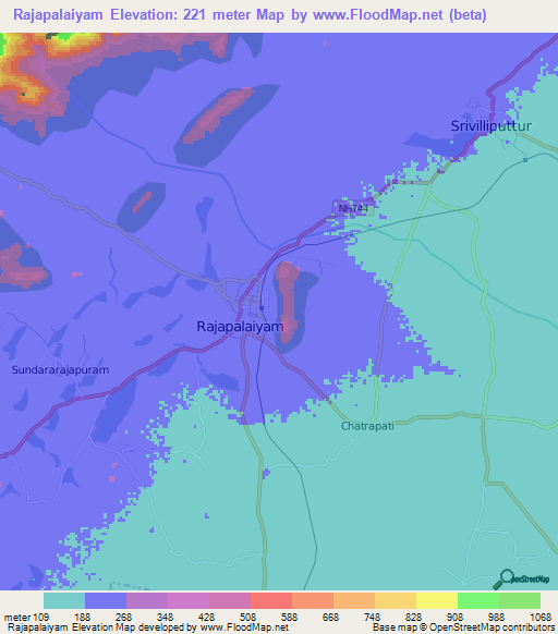 Rajapalaiyam,India Elevation Map
